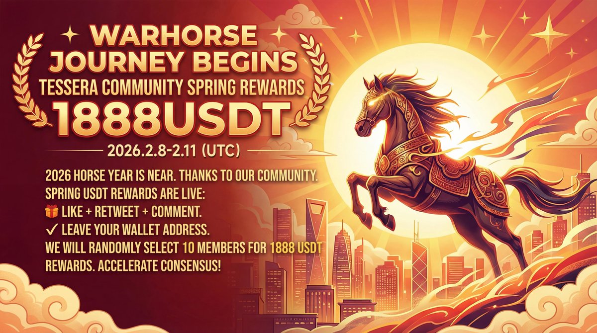 🐎 Year of the Horse Giveaway — 1,888 USDT
✅ Like
✅ Retweet
✅ Comment with your BSC wallet address
🎁 10 winners will be randomly selected.
⏰ Feb 8–11, 2026 (UTC)
Let structure run. Let consensus accelerate.
#TESSERA #TSR #LunarNewYear #CryptoCommunity #Giveaway