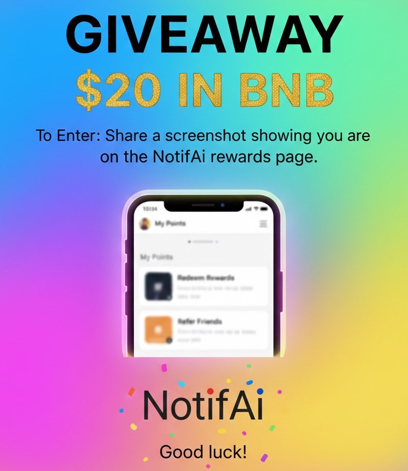Giveaway Announcement!

Who wants to win $20? Just send a screenshot of your rewards section on NotifAi News and get in the raffle! 

Like and retweet as well

Download here: linktr.ee/notifainews