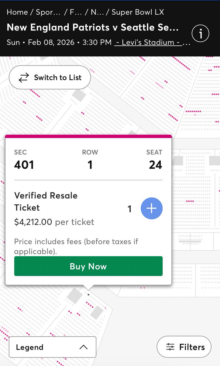 2/1(土) #SBLX 1日前 おすすめの席 ちょっと高めだがRow1は前に人が