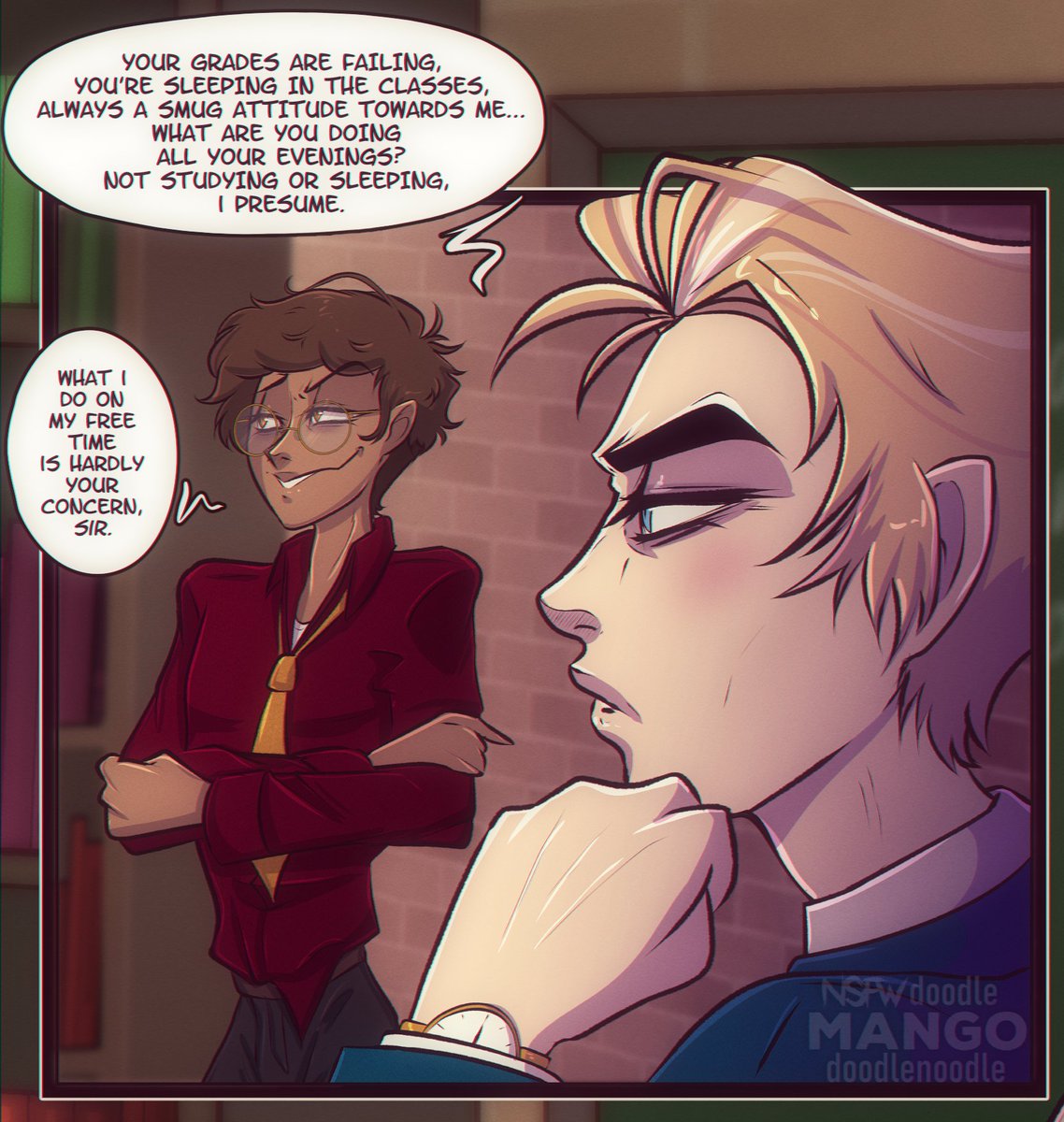 #ARHotelAnniv2026

For <a href="/eterna1scout/">scout</a> !

Professor Luci x Student Alastor

Alastor has been having some problems keeping up with his classes because of his questionable hobbies during the nights…

SEE THE FULL PICTURE AT

bsky.app/profile/mangod…

#Appleradio #nsfw