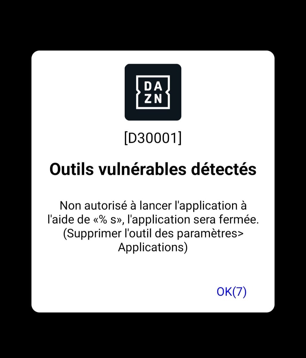 MathieuLeMaon's tweet photo. Salut @DAZN_FR je ne peux plus accéder à l'appli sur mobile depuis hier. J'ai ce message. J'ai déjà désinstallé et resinstallé 2 fois mais cela persiste. Une solution ? https://t.co/pctP5Axsb5
