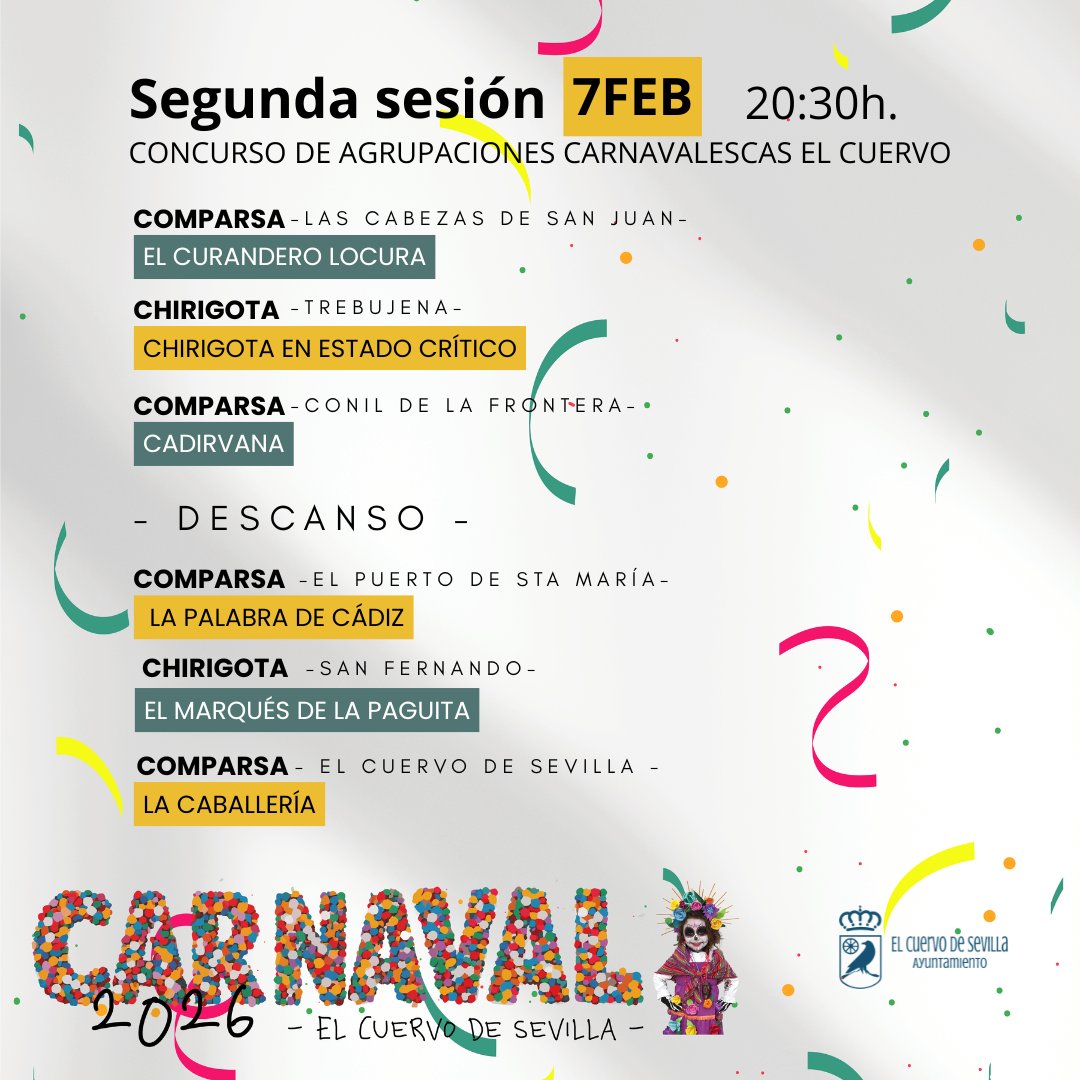 ➡️ Esta tarde nueva sesión del Concurso de Agrupaciones de #ElCuervoDeSevilla