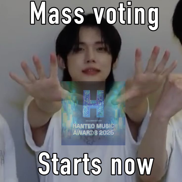 ⭐️MASS VOTING REMINDER⭐️

MOA, it’s now mass voting time for HMA lets drop all our votes now and secure TXTs place‼️

Current ranks (Hanteo Top 10)

[Mubeat] 
mubeat.applink.info/e3oVgd9vgt
#3 — 129,213 Votes (9.3%)

[Fancast] 
fancast.go.link/fGbnP
#3 — 23,657 Votes

[Whosfan]