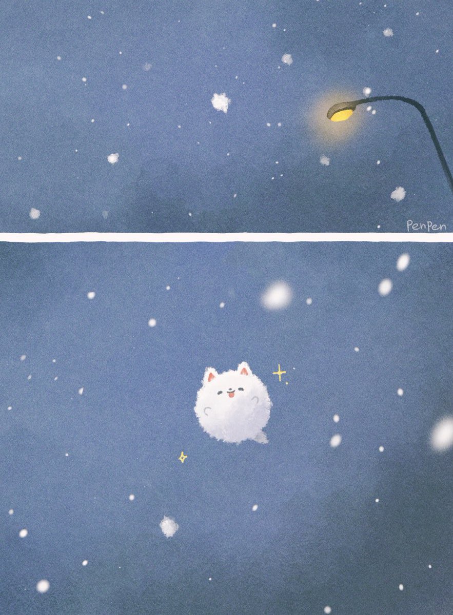 pencopeco's tweet image. 雪、時々綿毛犬