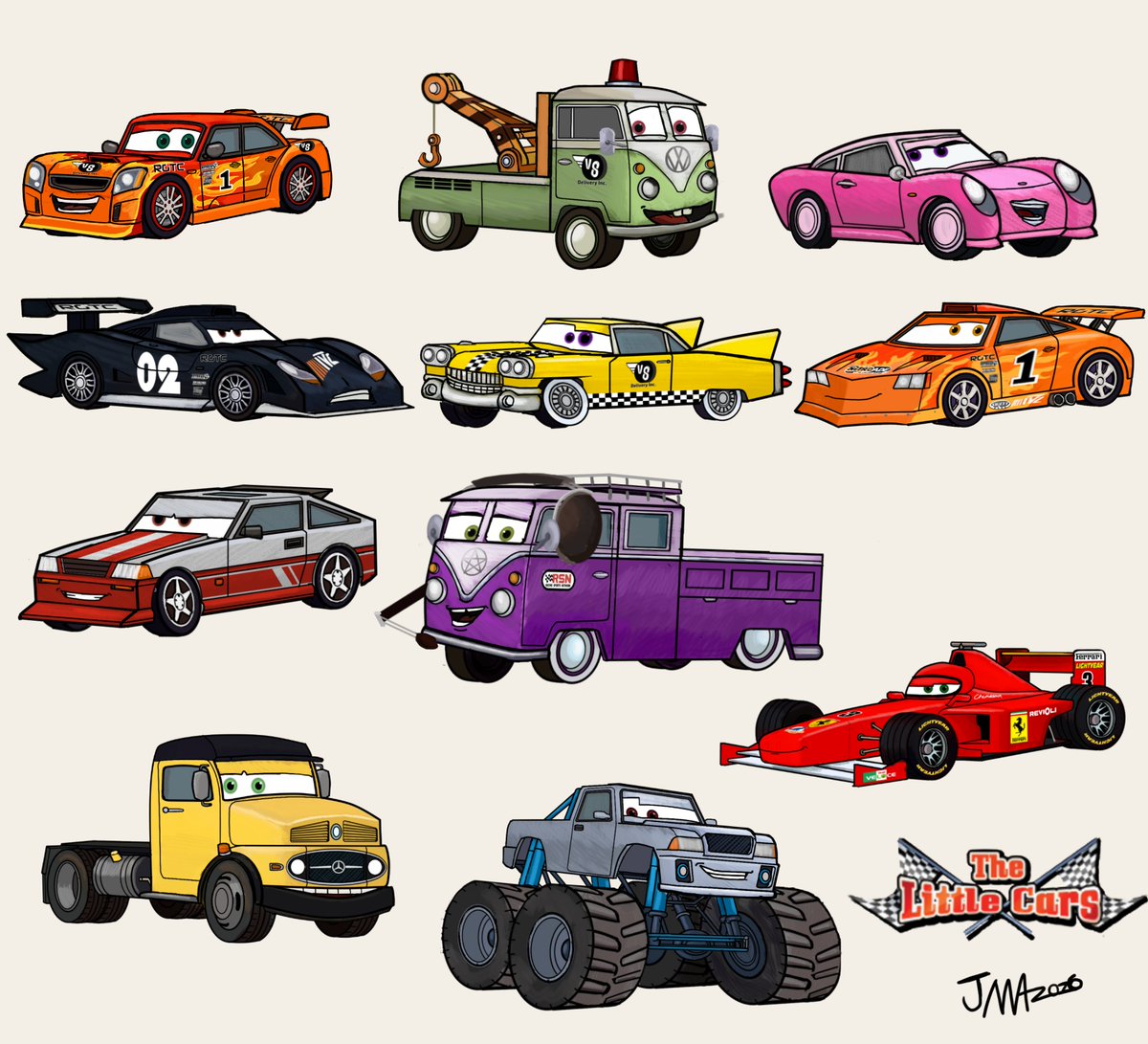 With the Video Brinquedo AI Slop fiasco, I decided to compile my Little Cars redesigns to show how a REAL artist does it!