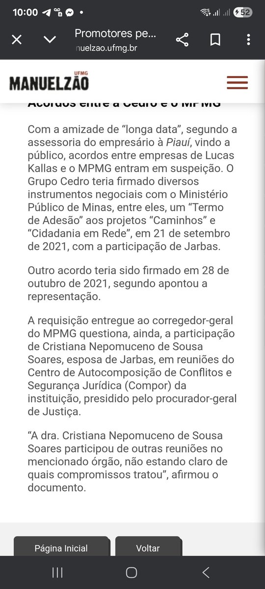 Lucas Kallas  do Conselhao do Lula e o caso da VALE.  
Vocês sao muito lentos,saudades do jornalismo raiz
Promotores pedem apuração de relação suspeita entre chefe do MPMG com empresário – Projeto Manuelzão share.google/aIRNvdCff1kFnR… Caronas em Jatinhos, esposas e Acronimo's