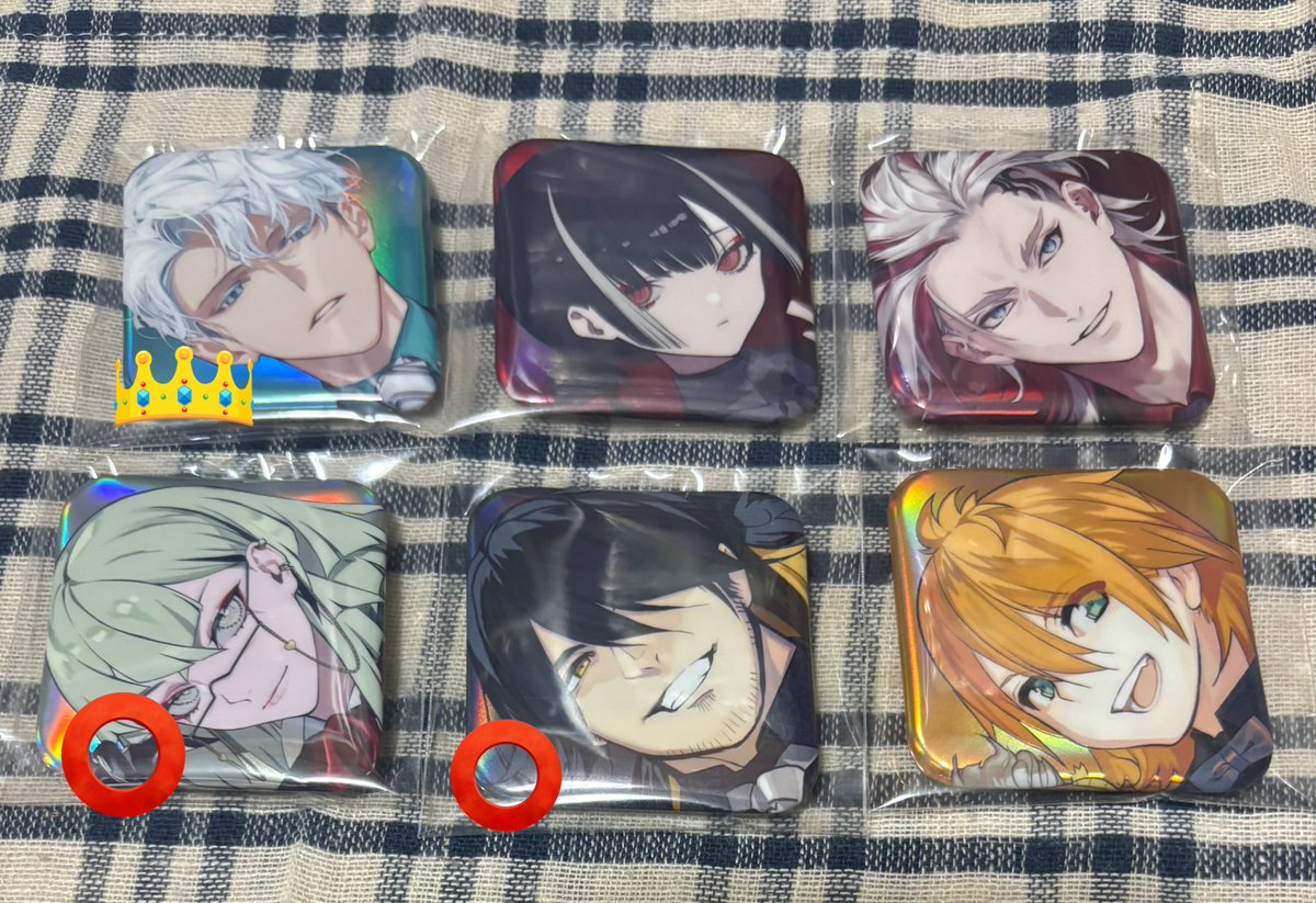 交換】 刀剣乱舞 大本丸博 缶バッジ 譲：道誉、👑雲生、京極、○石田