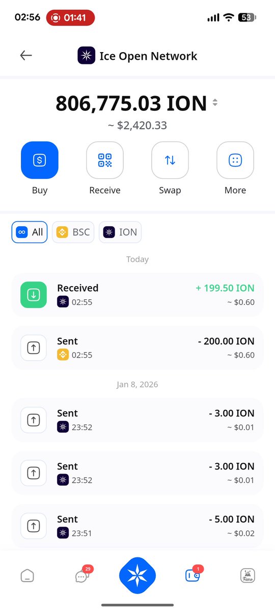 FamoCreates's tweet photo. Mainnet app v25
Swap Ion (BSC) to Ion (ION) SUCCESS ๐
Device: pixel 7
Android: 16
#TokenizedCommunity update and listing getting ready !!
#onlineplus #pumpit @ice_blockchain @cz_binance @BNBCHAIN