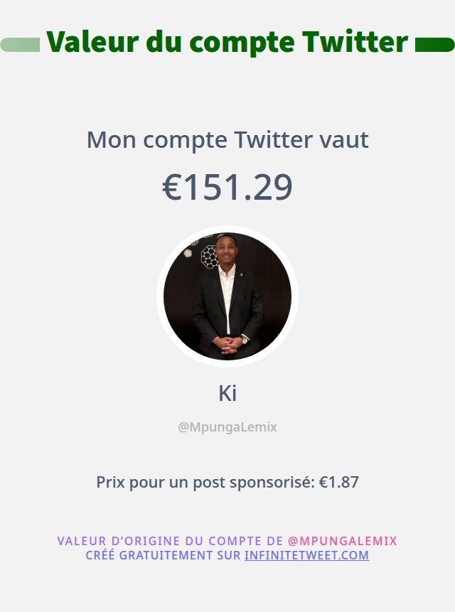 MpungaLemix's tweet photo. Mon twitter vaut: €151.29

➡️ https://t.co/ak3axYSNdY https://t.co/PJTVnHzoID