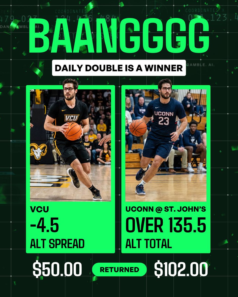 DanGambleAI's tweet photo. 💥BAAANNNNGG💥

Easy cash on my NCAAB Daily Double!

Who tailed? ❤️ https://t.co/tFVJcTyqJI