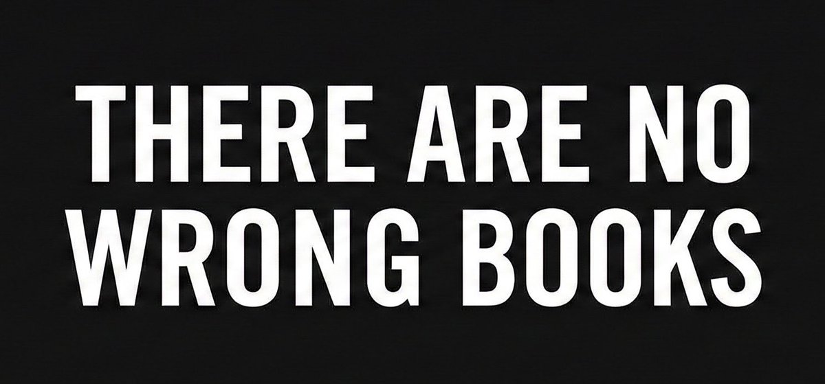 Corner_Citizen's tweet photo. I’ve internalize the idea that there is a “correct books to read”. 

If I go to read something there is the dance of “Do I have the right background? Is there a better author on this topic? Does this book secretly suck?”

Advice to myself: read the book you’re excited to read. https://t.co/PHtERX7AgM