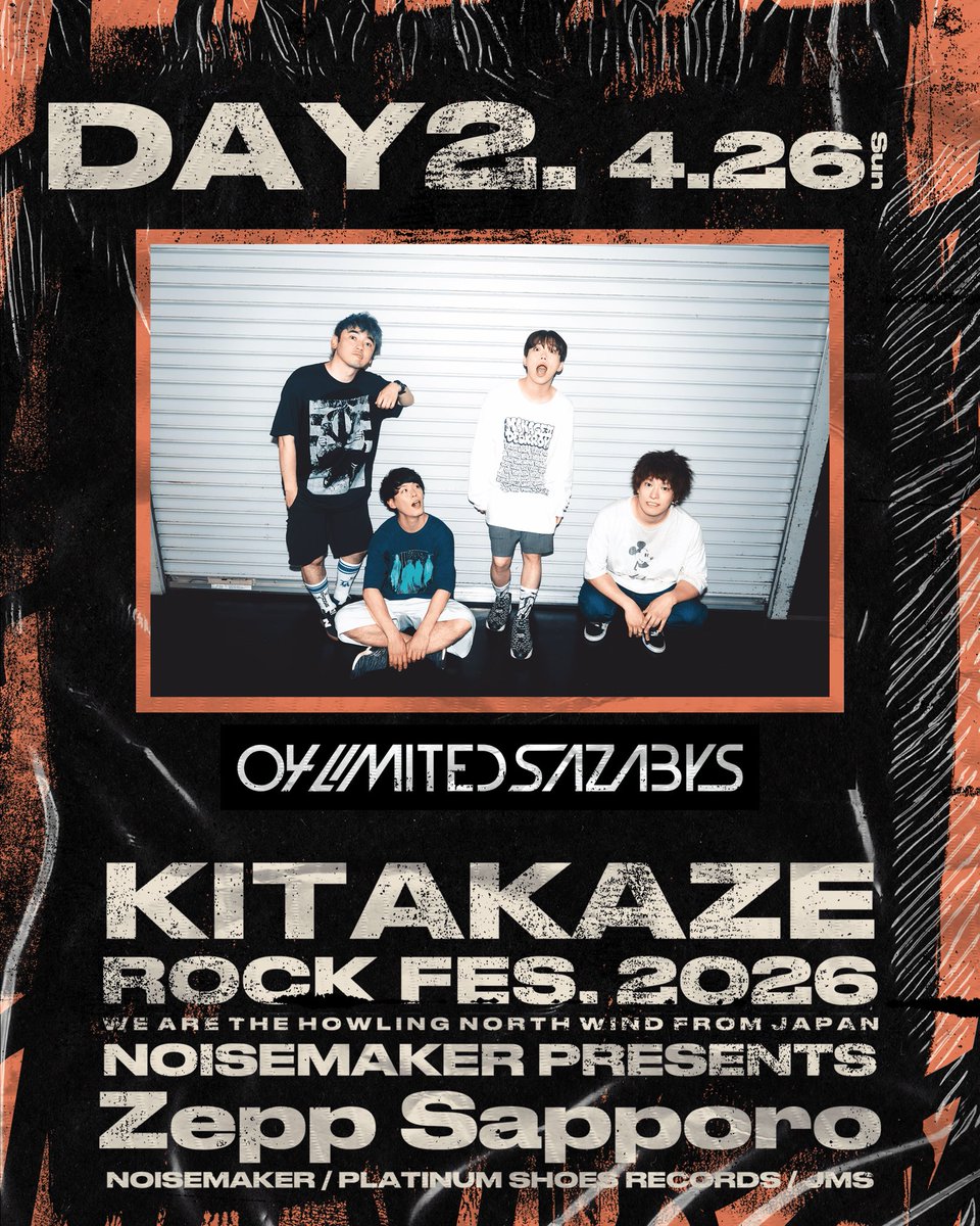 出演日決定！】 □4/26(日) Zepp Sapporo 『KITAKAZE ROCK FES. 2026