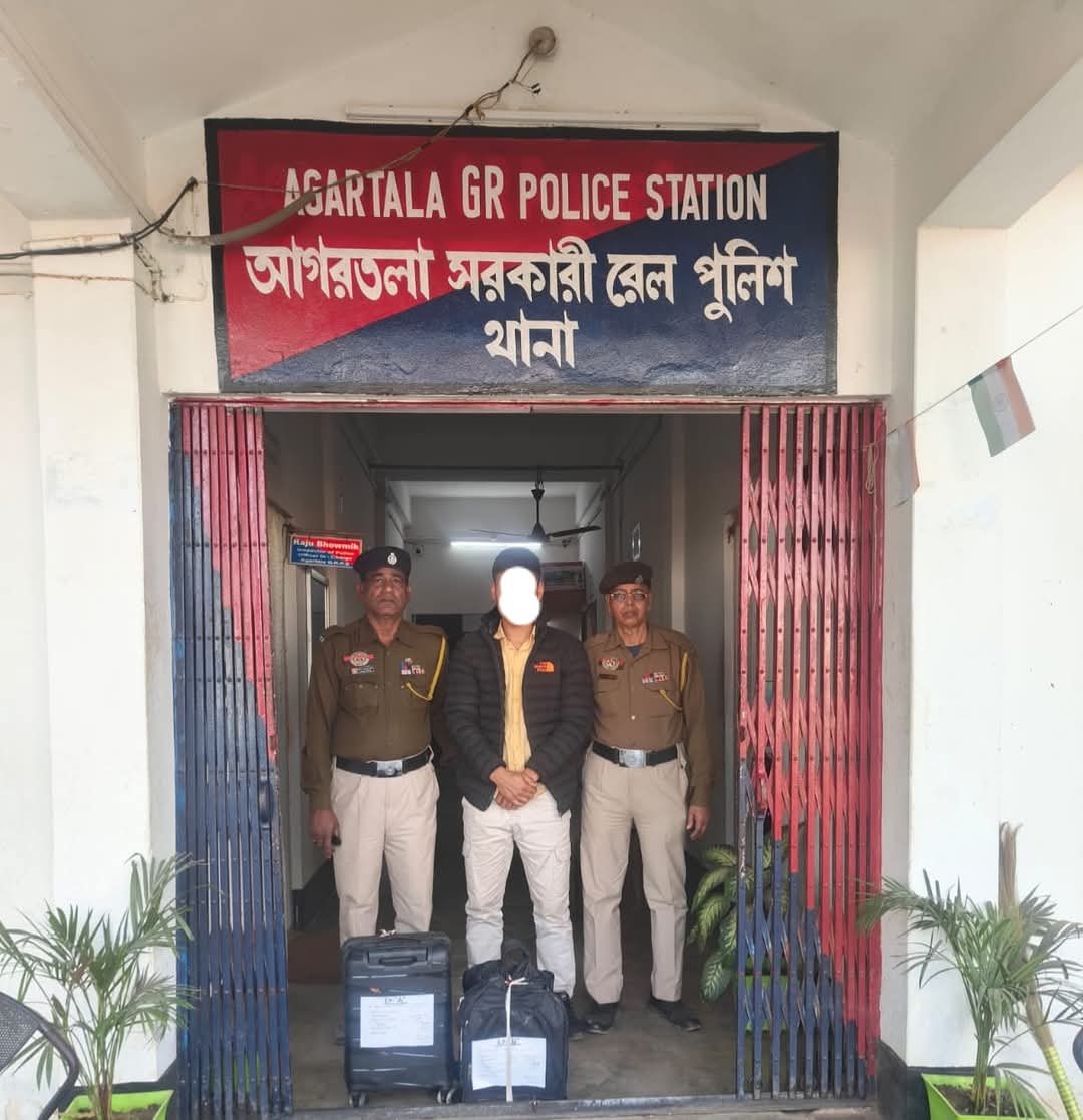 On 06/02/2026 during checking at Agartala Railway Station 01 person have been detained with 21 kg dry ganja from Agartala Railway station. A specific case under the appropriate section of NDPS Act has been registered against him.
<a href="/Tripura_Police/">Tripura Police</a>
