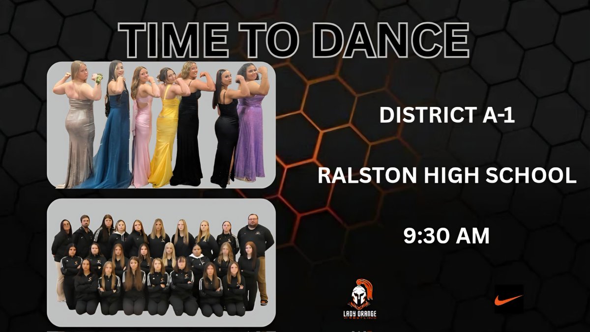 The Lady Orange are in Ralston today for District A-1 competition, looking to punch some tickets to state!

First round starts at 9:30.

#LadyOWrestling
#FindAWay