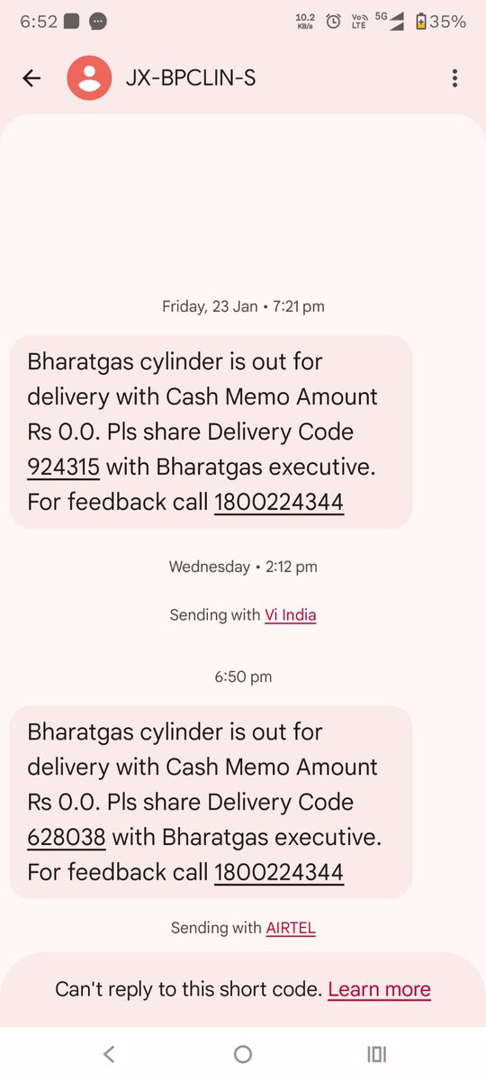 chetanlbehere's tweet photo. @MoPNG_eSeva @BPCLimited I have not booked any cylinder for month of February 2026, but a delivery message was generated, this is not done and happened previously as well. Refer the screen shot from bharat gas. https://t.co/lUoTADue2a