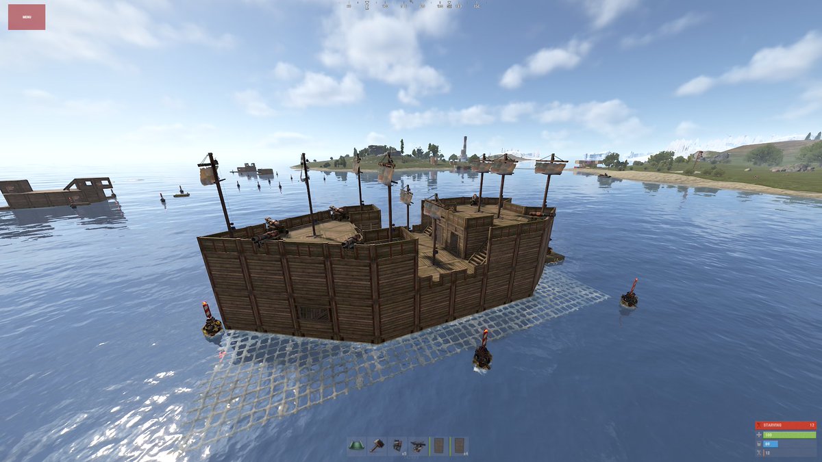 R5_Hellmon's tweet photo. okay nice update its cool and all but i cant even steer it cause "unable to finish, block limit reached" yeah cool so whats the point of the update now? for clans to build few insanely fast boats just to grub deep sea as fast as posibble? #navalupdate @playrust https://t.co/0a8EcM8DkI