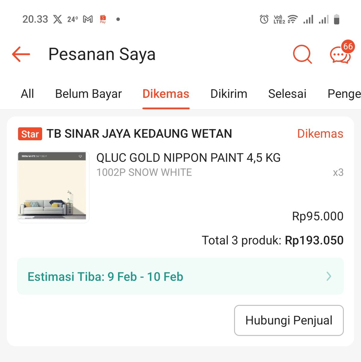ucingmujaer00's tweet photo. @RacunBelanja Untung banget buat yg lg ngerenov dr kmarin beli perintilan,skrg beli cat pake diskon 33% ini mincuun... 😭😭😇 https://t.co/1WIhKBypyl
