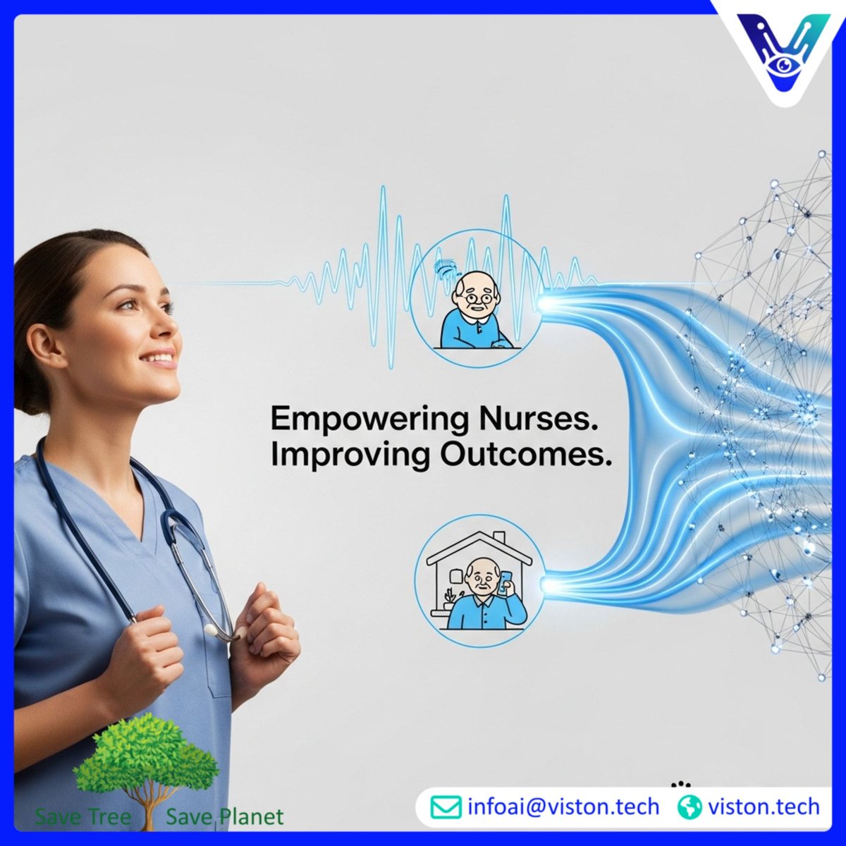 VistonAi's tweet photo. Automate 80% nursing follow-up &amp; reduce readmissions? 🧠 Voice AI, like Tucuvi's €20M funding proves, is key for patient care, fighting burnout &amp; boosting outcomes. #VoiceAI #HealthTech https://t.co/tVNuc4xmrs