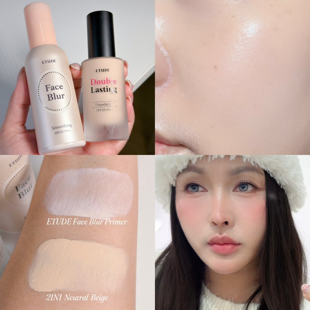 WiJupiter's tweet photo. ไพรเมอร์+รองพื้นEtude คอมโบผิวเรียบหน้าผ่องมาก🥹✨

👉🏻ตัวไพรเมอร์เค้าจะช่วยปรับผิวให้กีะจ่างใส (ไม่ขาววอก) เบลอรูขุมขนดีจริงอันนี้ยอม คสอ ทน

👉🏻รองพื้นรุ่นนี้เนื้อแมตต์ ปกปิดดี ไม่หนา หน้าไม่มันดี👏🏼 https://t.co/UnTGRle9YY