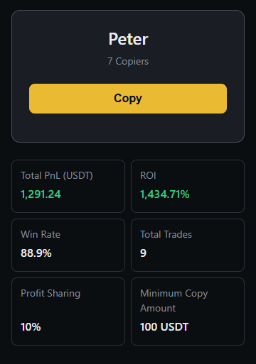 Copy trading leaderboard:
Trader: Peter
Total PNL: $1,291
Win rate: 88.9%
👉 coinai.exchange/copy-trading/t…