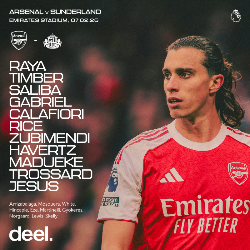 Arsenal's tweet photo. 🔴 𝗧𝗘𝗔𝗠𝙉𝙀𝙒𝙎 ⚪️

🔙 Calafiori returns to the XI
💡 Havertz pulling the strings 
⚡️ Jesus leading the charge

A big opportunity awaits - let's take it, Gunners ✊

Presented by @deel 🤝