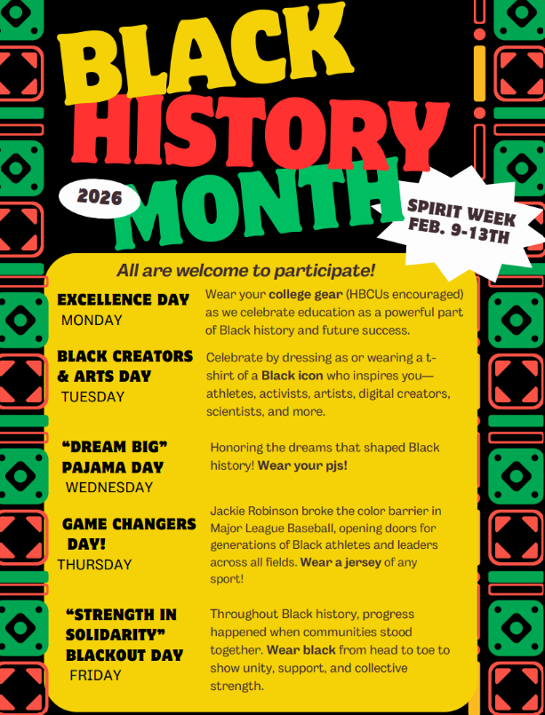 BHSMarlins's tweet photo. Next week is Black History Month Spirit Week! https://t.co/GIQc6bM2E2