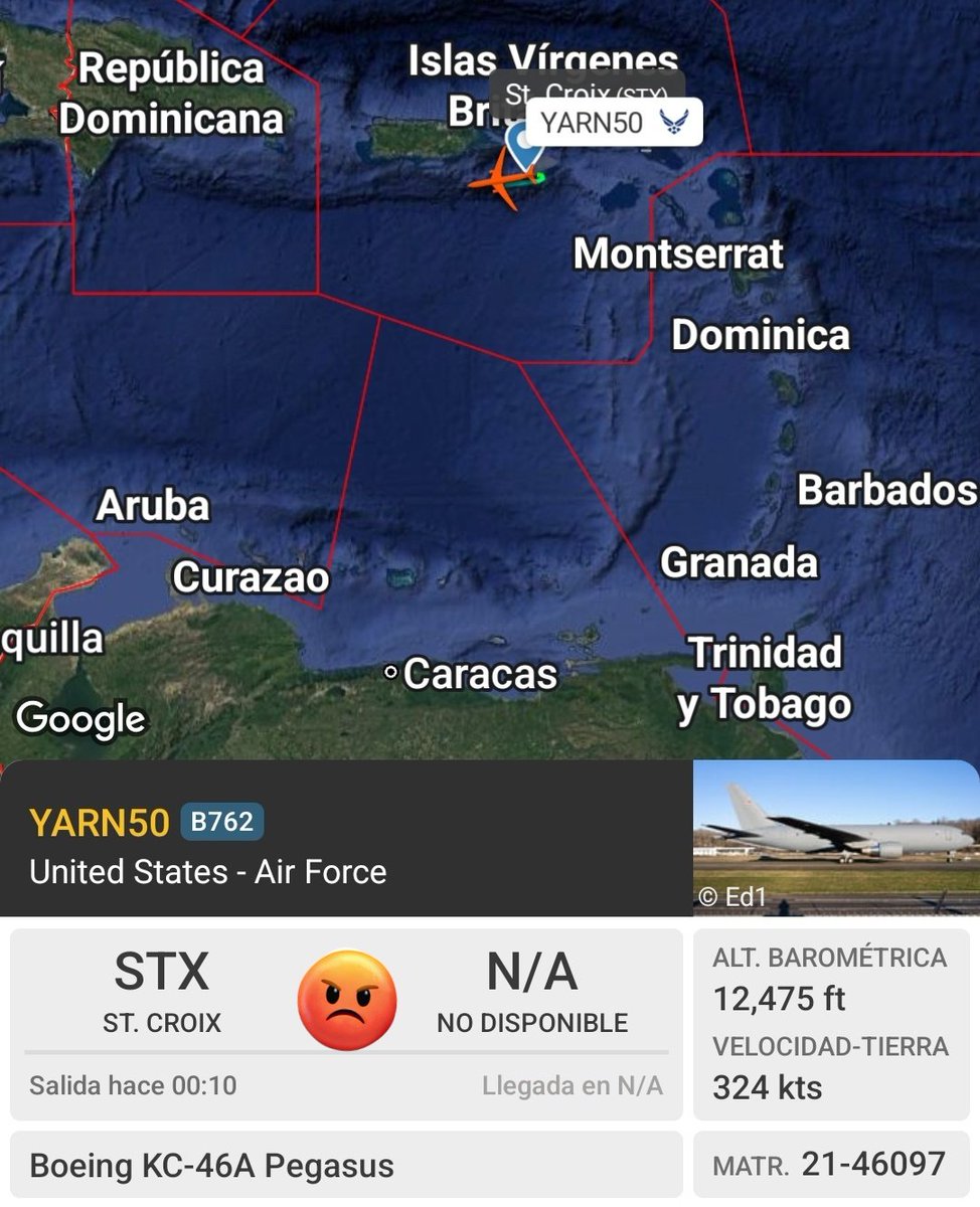 Arr3ch0's tweet image. Fuerza Aérea 🇺🇲 KC-46A Pegasus 21-46097 YARN50 activo desde St Croix