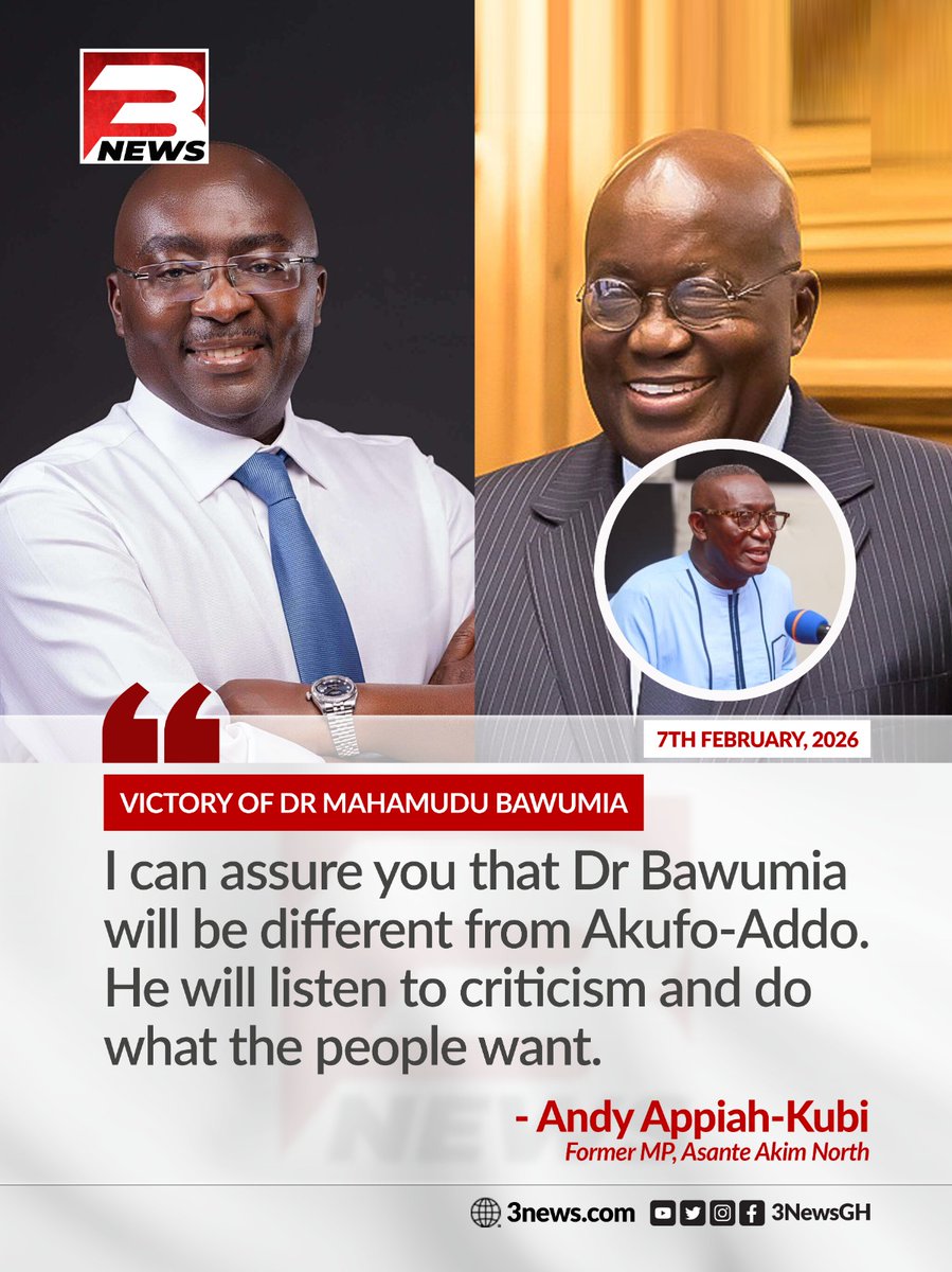 tv3_ghana's tweet image. Former MP Andy Appiah-Kubi says Dr. Bawumia will be different from President Akufo-Addo, will listen to criticism, and do what people want.

#TheKeyPoints #TV3GH