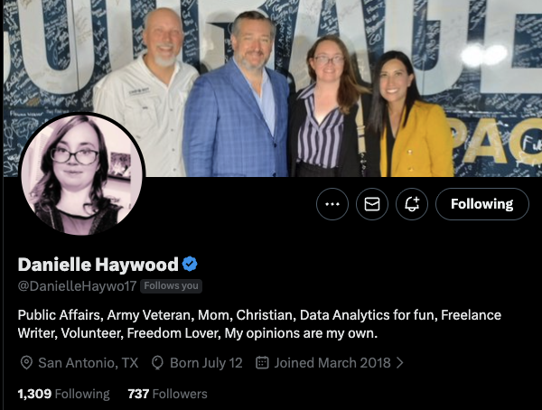 Got a great pack of Veterans for you to help me support this fine Saturday morning! 🫡

<a href="/DanielleHaywo17/">Danielle Haywood</a> 
<a href="/ClaytonCox6/">Clayton Cox</a> 
<a href="/macredsmile/">Matthew R Mcpherson</a> 
<a href="/AeroVetWings/">CavChief 🚁</a>