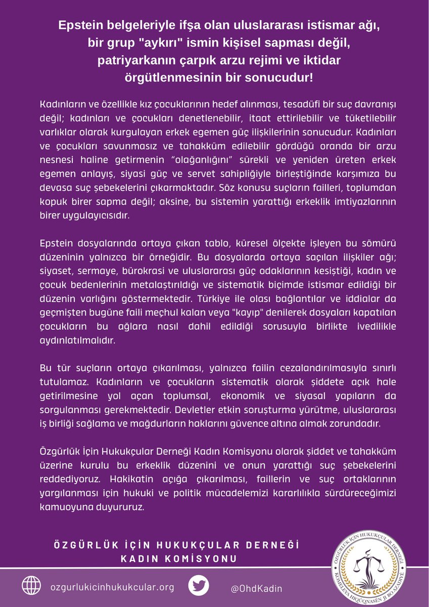 Epstein belgeleriyle ifşa olan uluslararası istismar ağı, bir grup "aykırı" ismin kişisel sapması değil, patriyarkanın çarpık arzu rejimi ve iktidar örgütlenmesinin bir sonucudur!