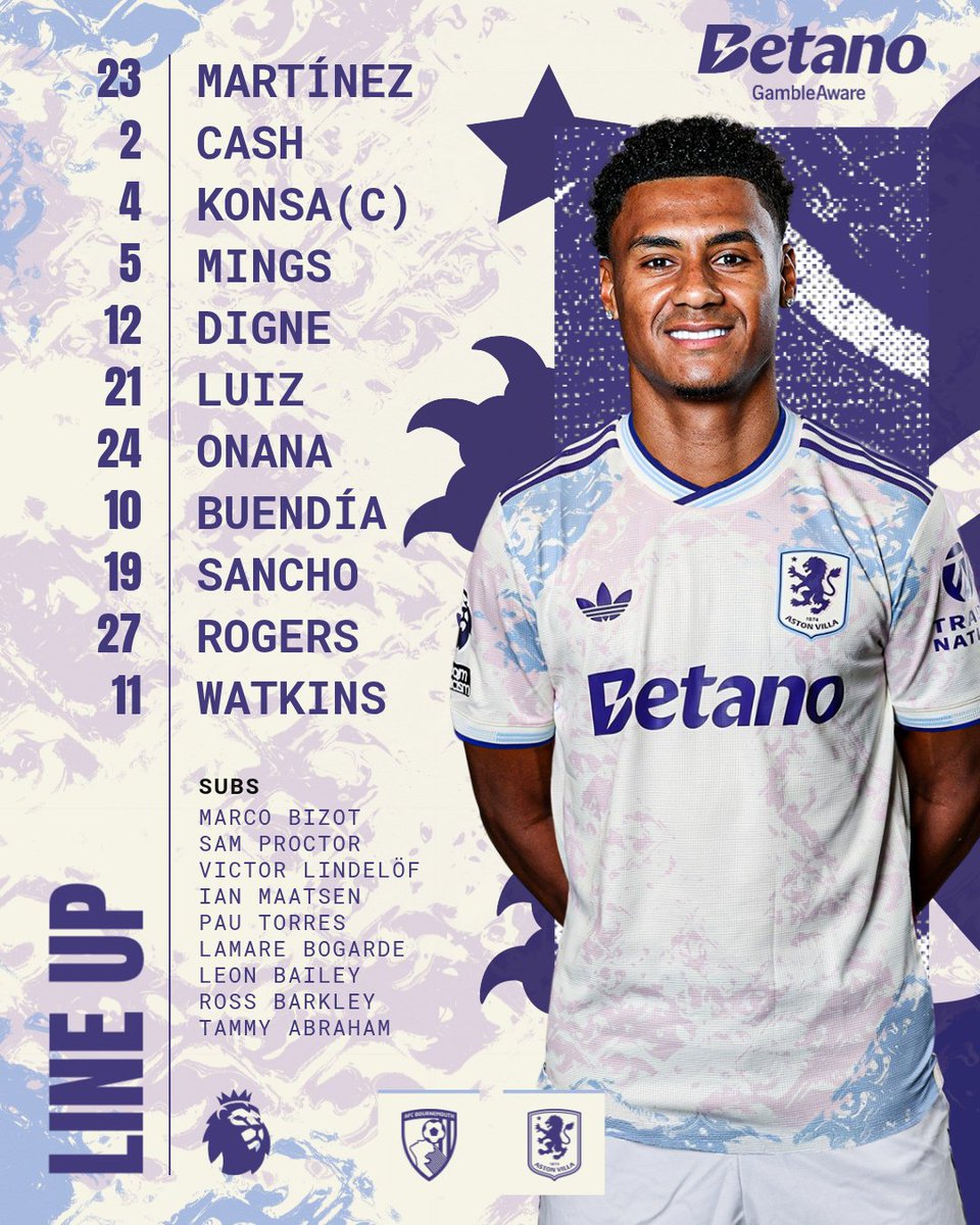 AVFCOfficial's tweet image. Today's starting XI to face the Cherries ✊ #BOUAVL