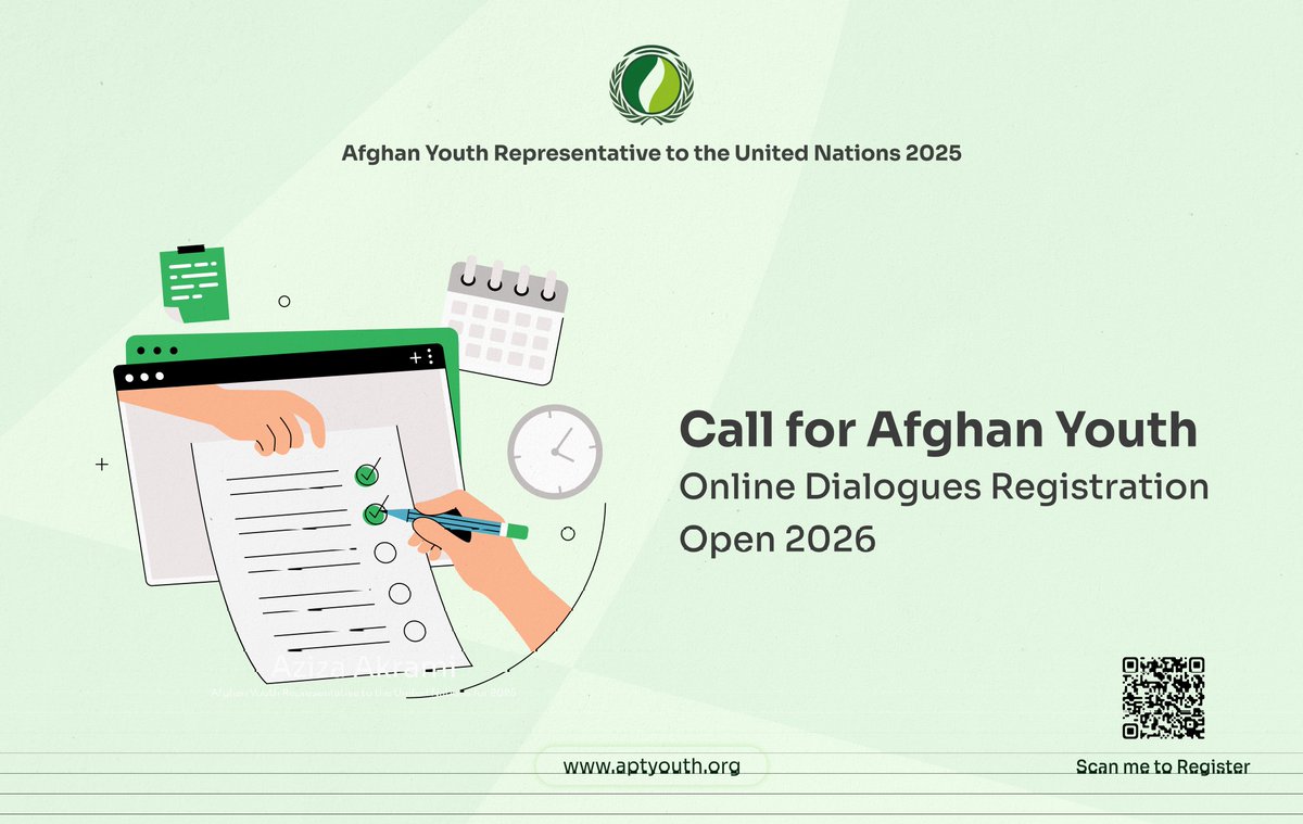 From Afghanistan to the diaspora, our voices matter.
Join Afghan Youth Dialogues 2026 and help shape youth inclusion for Afghanistan’s future.
Register:
English: aptyouth.org/youth-dialogue…
Dari: aptyouth.org/youth-dialogue…
Pashto: aptyouth.org/youth-dialogue…