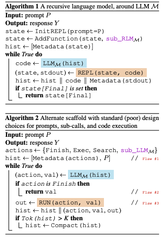 RLM vs scaffold algorithms