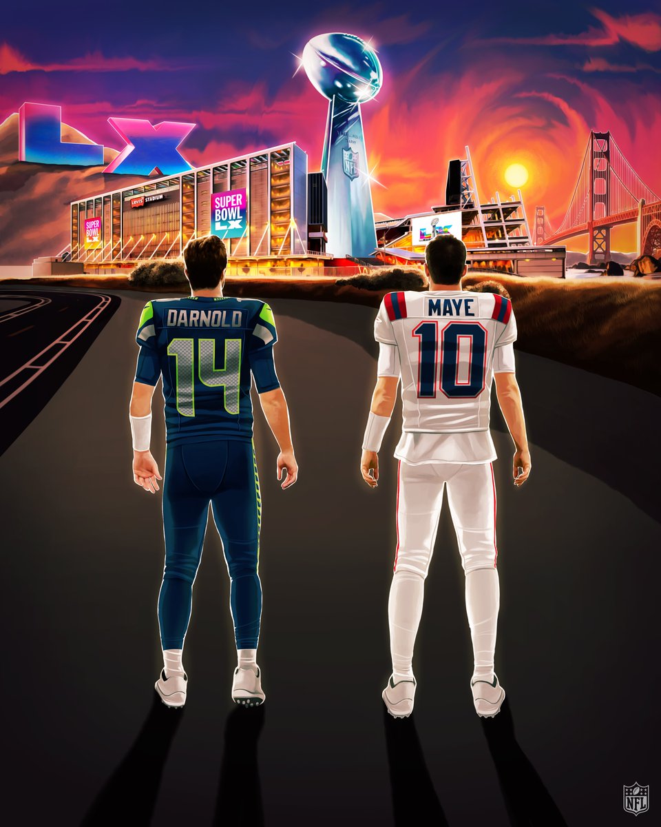 NFL's tweet image. WAKE UP, IT'S SUPER BOWL SUNDAY 🏆

Super Bowl LX– 6:30pm ET on NBC
Stream on @NFLPlus + Peacock