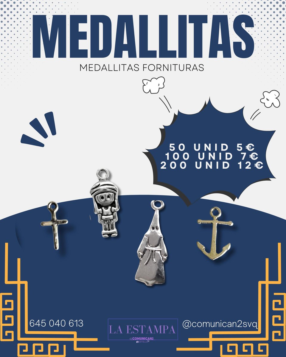 comunican2svq's tweet image. 📢¡Cofrades!
Haz ya tu pedido de rstampsd, medallitas, bustos, piruletas... 

Info y presupuesto por WhatsApp en el 645040613