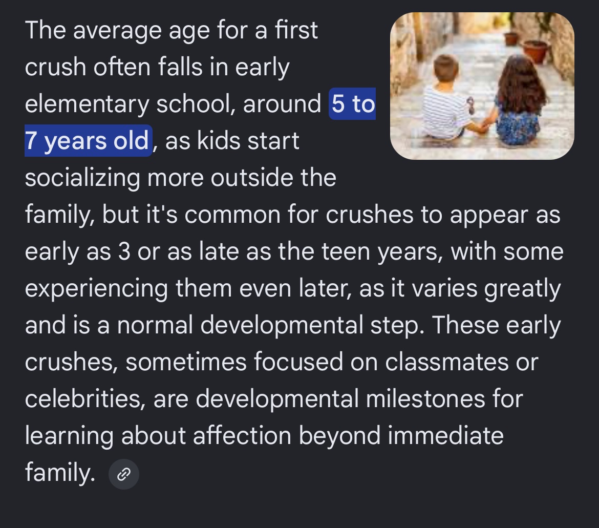 Malharree's tweet image. Some of you guys are perverts that immediately think of sex and sexualization when the average crush for humans is had by the age of 7 years old. Shipping isnt innapropiate

I rest my case with this: