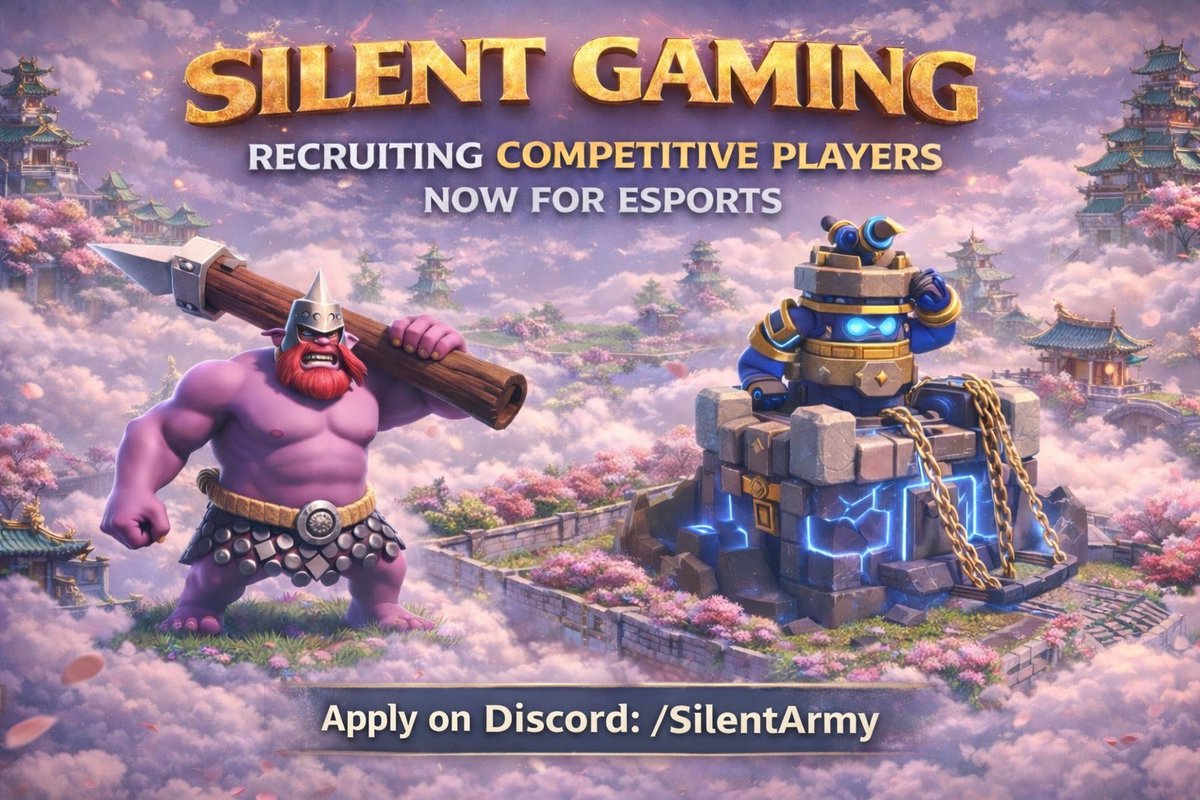 SilentArmyUK's tweet photo. Silent Army is now recruiting to strengthen their Esports team. With multiple tournaments coming up, now is the perfect time to get involved! Head to our discord and open an application. 

#esports 
#clashofclans 
#Competitve 
#SAUK https://t.co/ETv9sk59UG