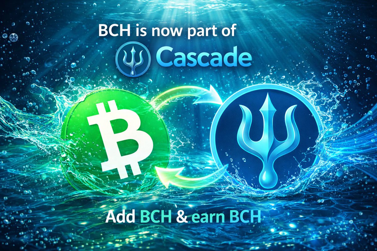 We’re excited to officially welcome Bitcoin Cash (BCH) into the Cascade ecosystem.

BCH is now fully integrated, meaning holders can participate directly in Cascade and earn BCH by adding BCH liquidity—simple, transparent, and self-custodied.

No gimmicks. No middlemen.
Just