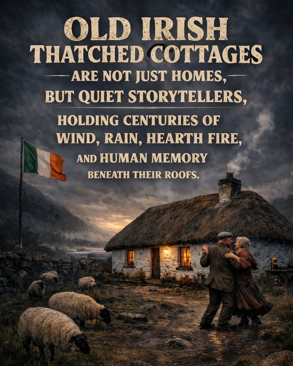 ThisIsIreland3's tweet image. In the hush of the countryside, where sheep roam &amp;amp; the past still breathes through stone walls, straw roof &amp;amp; time slows. Love lingers. History watches 🇮🇪

Some places do not shout their stories.
They whisper them 💚

#Oldireland #Cottage #Irish #History #Culture #Peace