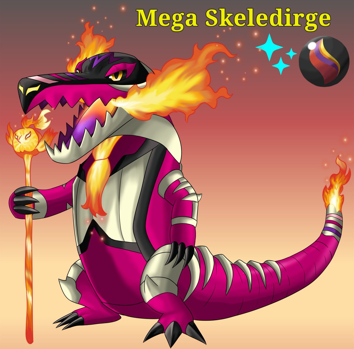 SHALITAMARY's tweet photo. #megapokemon #megas #fakemon #PokemonLegendsZA
#pokemon #pokemonfanart
Had some spare time, so I designed a Mega Skeledirge! https://t.co/djOGNUP0hO