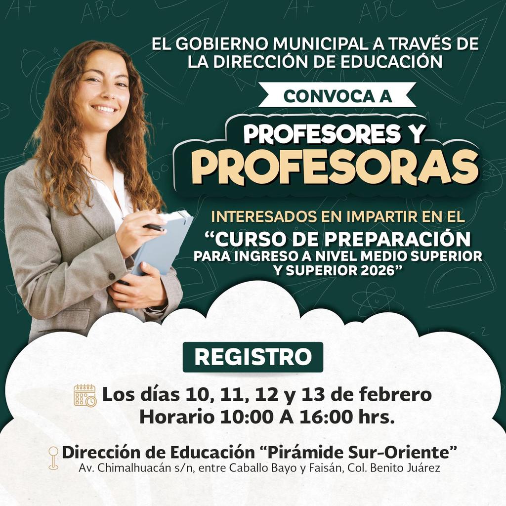 Adolfo_Cerqueda's tweet image. Buscamos a profesoras y profesores para impartir el curso de preparación para ingreso a nivel medio superior y superior 👩🏻‍🏫👨🏻‍🏫

Así es, mi gente, aquí les dejo los detalles de los requisitos para participar en esta convocatoria tan importante para que nuestras y nuestros…