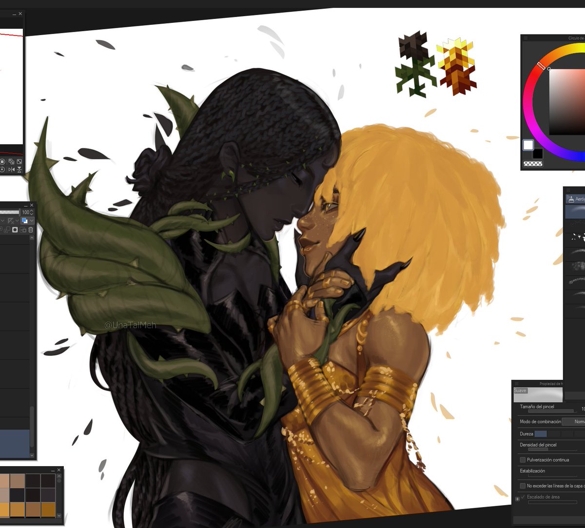 UnaTalMeh's tweet image. Withered rose x Golden dandelion yuri