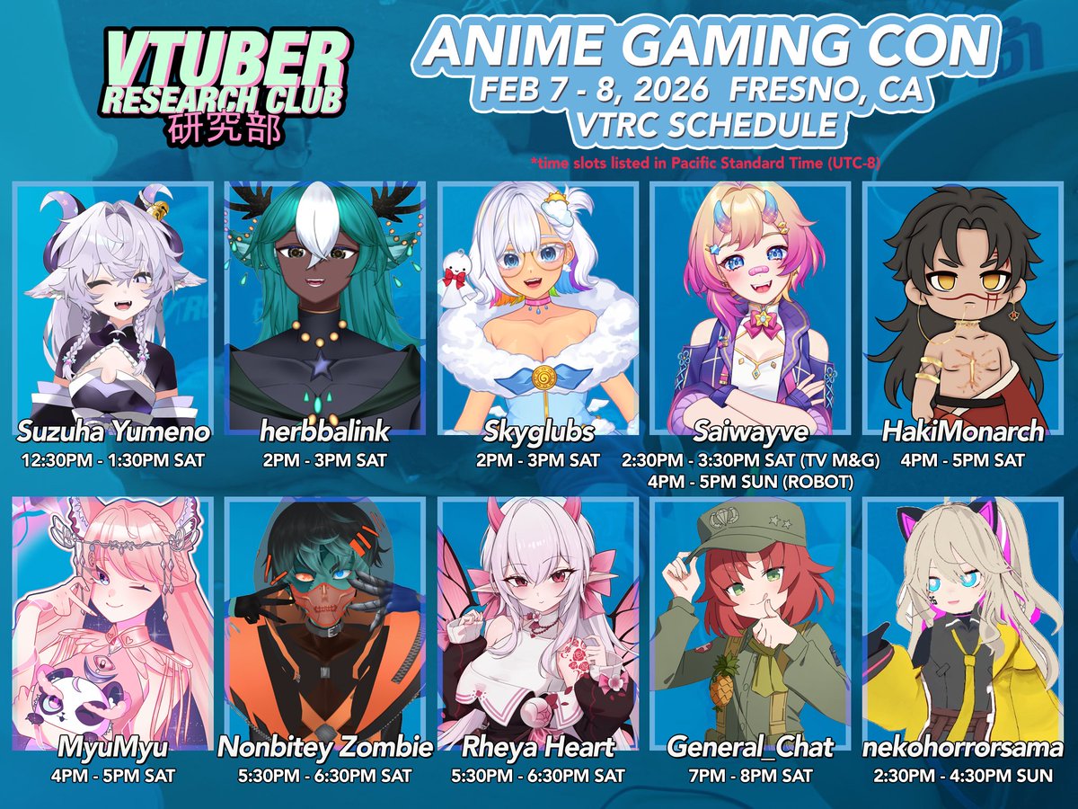 We’re in Fresno, CA this weekend for Anime Gaming Con! Here are the VTubers we’ll have with us at VTRC: