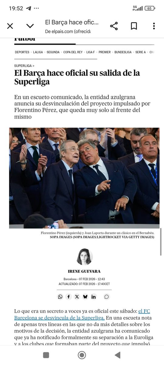 Desde que salió el caso Negreira en 2023 rindiendoles pleitesía. Quería un Barça fuerte y lo consiguió, les ayudo a inscribir a Olmo para que le dejaran tirado de esta Superliga que nació muerta. 

Deshonor y traición contra el Real Madrid. FLORENTINO DIMISIÓN