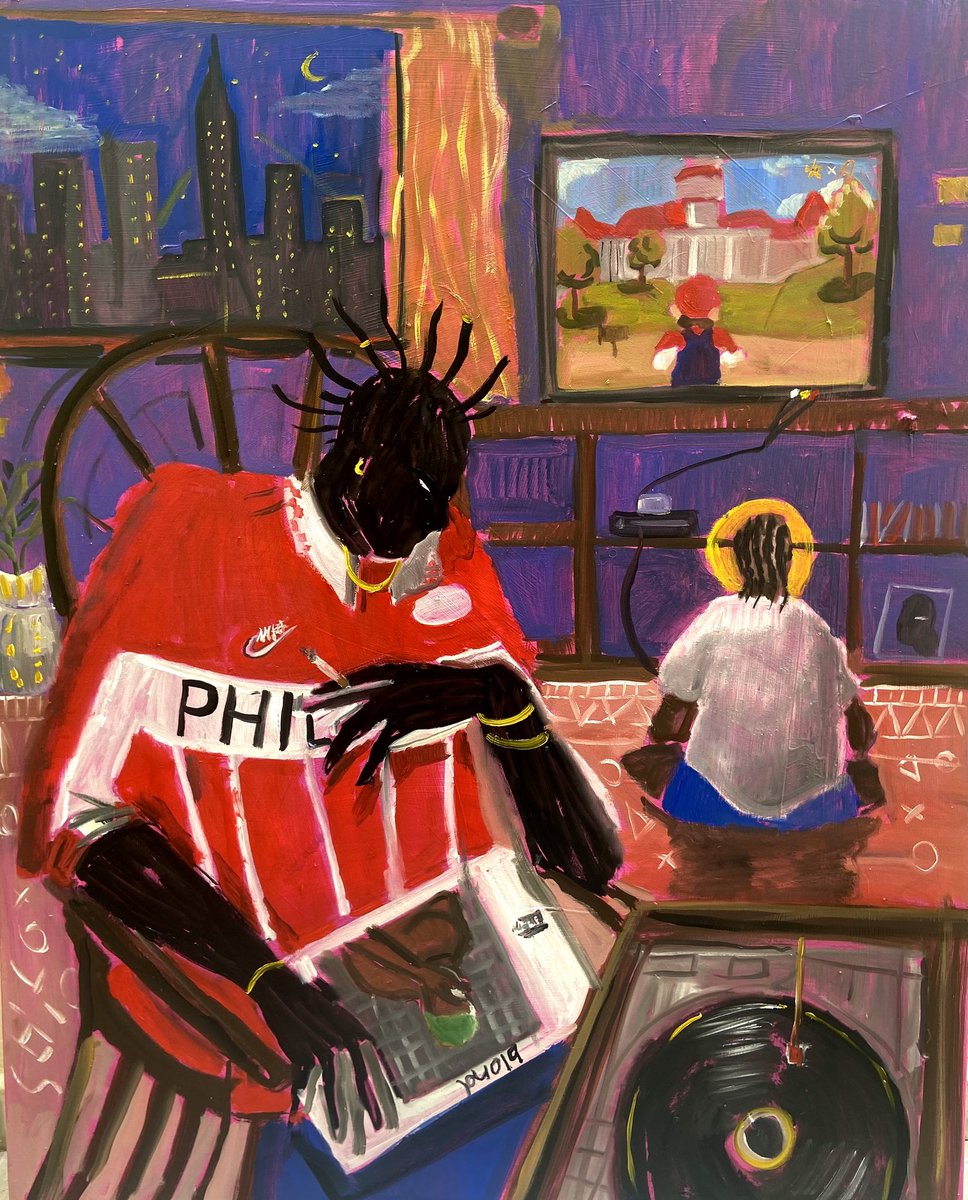 Noite em casa,óleo em tela.