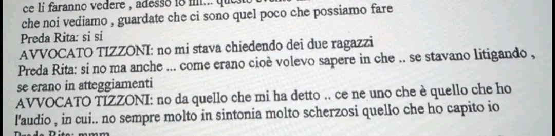 IL DOCUMENTO- Alberto e Chiara? Molto IN SINTONIA ANCHE PRR TIZZONI! 
È febbraio 2008. Rita Preda e Tizzoni parlano al telefono. La mamma chiede: ma in quei video che avete trovato sul computer Alberto e Chiara litigavano? Tizzoni: no, no sempre molto in sintonia, molto