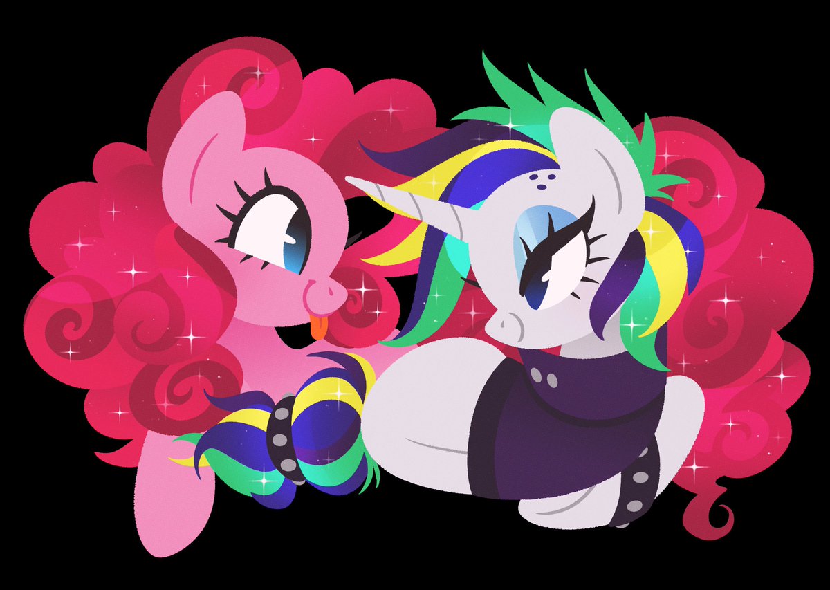 aferalsunflower's tweet image. fluffy pinkie pie x punk rarity 🖤