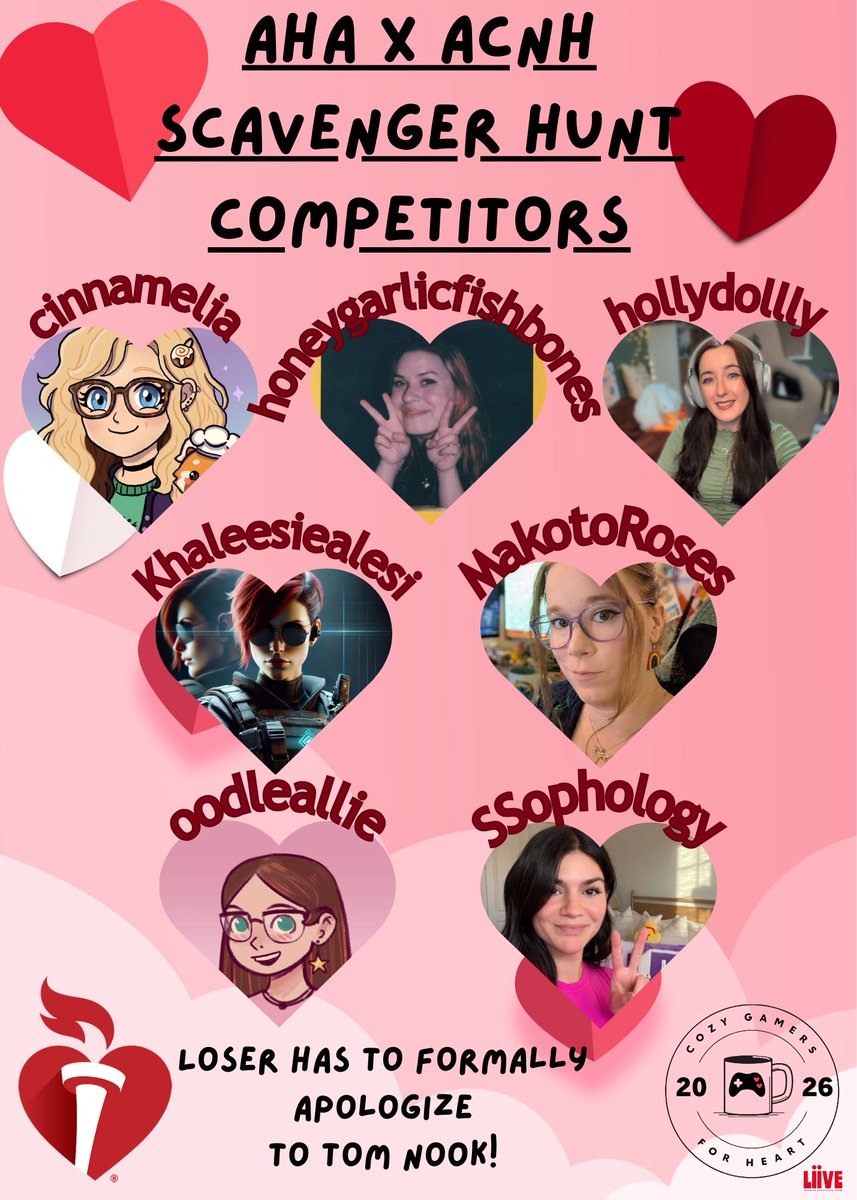 makotoroses's tweet photo. ❤️It's AHA Cozy Gamers for Heart Raid Train week y'all!! ❤️This is gonna be a fun one! We have a little friendly competition between these lovely ladies and myself. It kicks off with @honeygarlicfb at 8pm CST! To see our schedules: https://t.co/JNq0wfl5gj Good luck everyone!!! ❤️ https://t.co/Xc5bMMCg3N