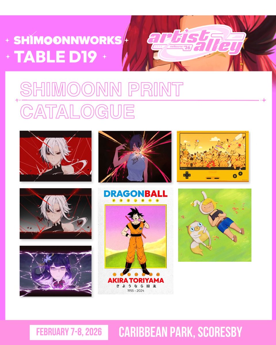 Shimoonnworks's tweet photo. Tabling at Artist Alley table D19. Catalogue drop! 7th and 8th feb weekend https://t.co/VRrZL3VWaS
