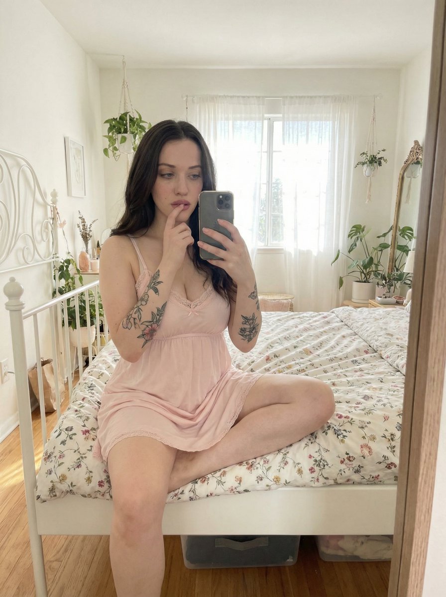 Intimate Bedroom Mirror Selfie — example 2